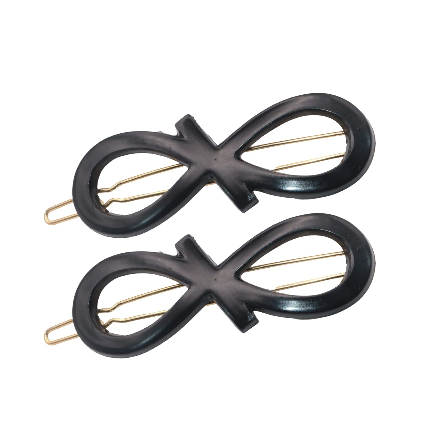 Parcelona -French Ribbon Knot Infinity 2 1/4" Small Celluloid Acetate Hair Clips with Closure Tige Boule Set of 2 Fashion Style Durable Non Slip Hair Accessories Pair