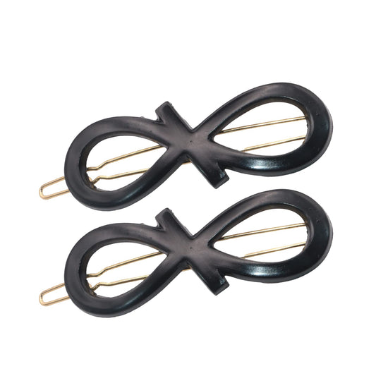 Parcelona -French Ribbon Knot Infinity 2 1/4" Small Celluloid Acetate Hair Clips with Closure Tige Boule Set of 2 Fashion Style Durable Non Slip Hair Accessories Pair