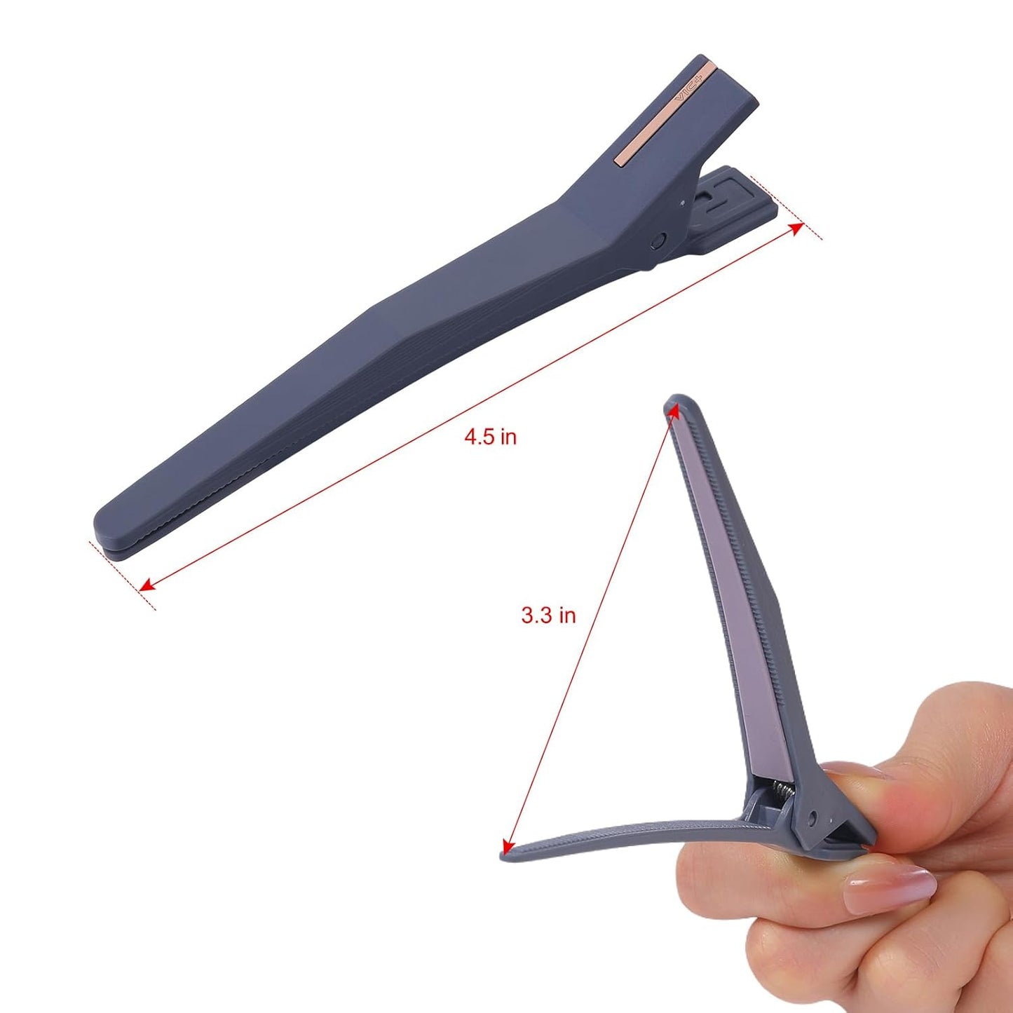 PERFEHAIR 6 Pcs Hair Sectioning Clips for Styling, No Crease Non Slip Salon Hair Clips with Silicone Band for Cutting, Blow Drying & Rollers, Professional Barber Clips for Thick Hair