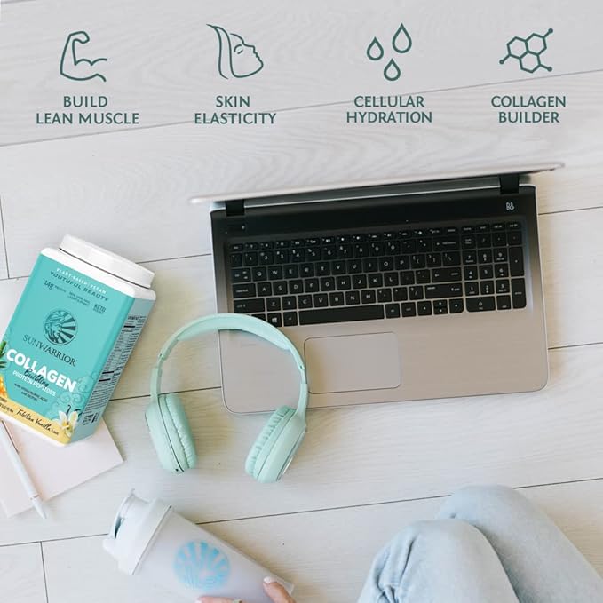 Sunwarrior Vegan Collagen Building Powder Vanilla Flavored 40 Servings & Creatine Monohydrate Powder for Women Berry Lemonade Flavored 50 Servings