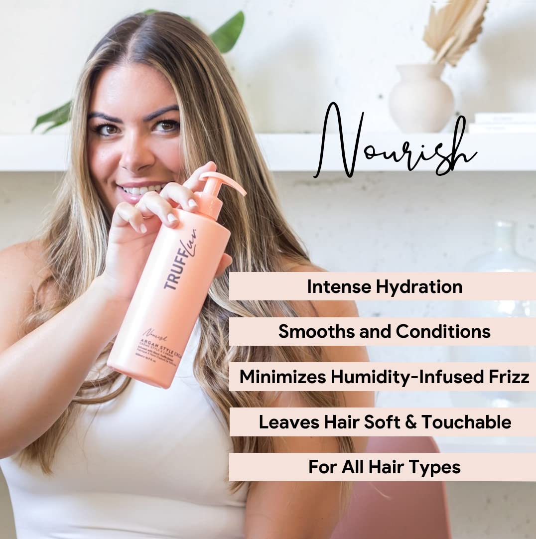 TruffLuv | Nourish Collection Argan Style Cream, Infused with Black Truffle Extract, Hydrating Styling Cream, Conditions and Smooths Hair, Anti-Frizz, Paraben Free, Sulfate Free, 8.45 Fl Oz