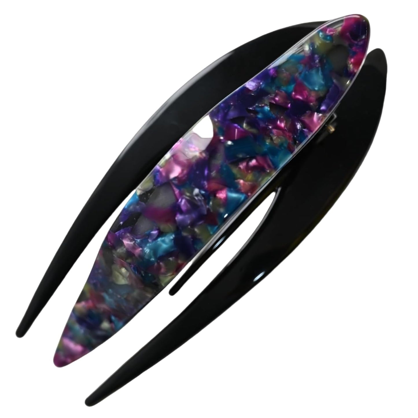 Handmade Celluloid French Design Tortoise Shell Barrettes Side-slide Opening Duck Luxury Fashion Accessories Hair Clip Claw for Women (floral purple)