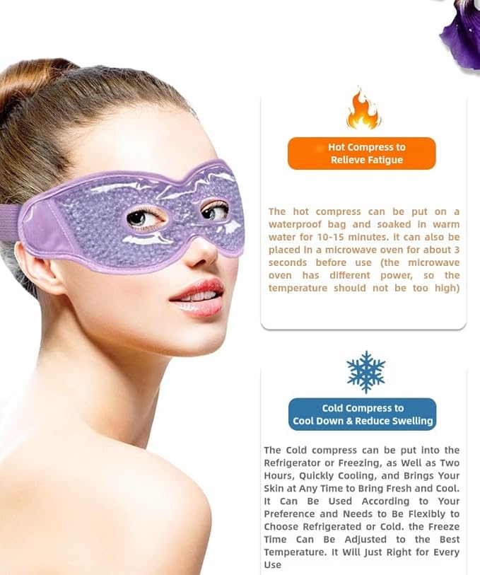 2 PCS Gel Eye Mask,Reusable,for Dark Circles,Dry Eyes,Headaches,Puffiness,Stress,migraines,Eye Bags.Allergies,Sinus discomfort,migraines (03-Pink & Blue)