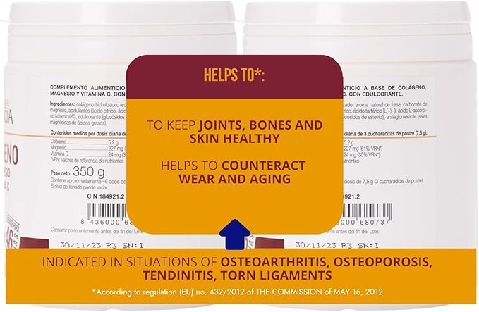 2 Pack - Ana Maria Lajusticia | Hydrolisate Collagen Powder with Magnesium and Vitamin C |for Healthy Skin, Nails, Hair and Ligaments | Natural Energy, Strawberry Flavour 350g