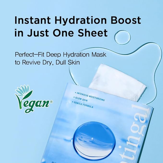 Nightingale Ecto-hyaluronic Soothing Mask, Hyaluronic Acid, Betula Alba Juice, Ectoin, Korean Hydrating Facial Mask, Alcohol Free, Korean Skin Care