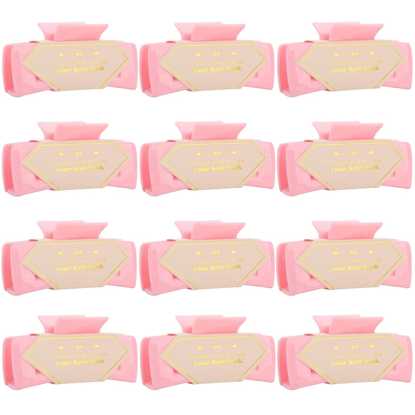 Bridesmaid Proposal Gifts 4.1inch 12pcs Square Hair Claw bachelorette party accessories Clips for Wedding Party Favors (Smooth Pink)