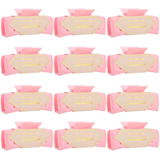 Bridesmaid Proposal Gifts 4.1inch 12pcs Square Hair Claw bachelorette party accessories Clips for Wedding Party Favors (Smooth Pink)