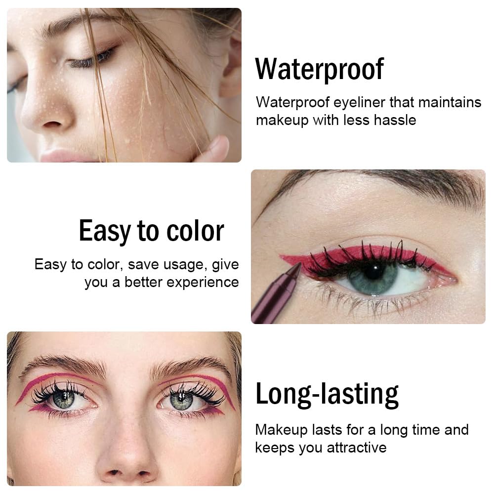 Kaely Gel Eyeliner Pencil for Women, Plum Purple Eye Liner Waterproof Smudge Proof with Sharpener, Waterline Eye Makeup Liners, delineador de ojos contra el agua, Vegan & Cruelty-Free, 18