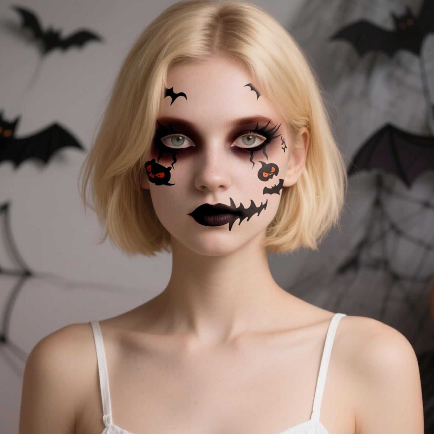 Halloween Face Tattoos, Temporary Tattoos Stickers for Adults & Kids,Temporary Makeup Tattoos,Face Tattoo Sticker Art for Halloween, Costume Parties 8Pcs