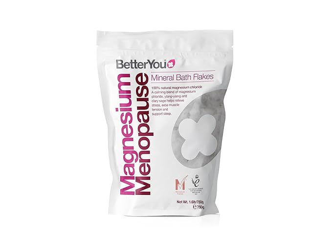 BetterYou Magnesium Menopause Bath Flakes - Magnesium Bath Soak and Menopause Support - Soothes Sore Muscles - Ylang Ylang and Clary Sage - 1.6 lb