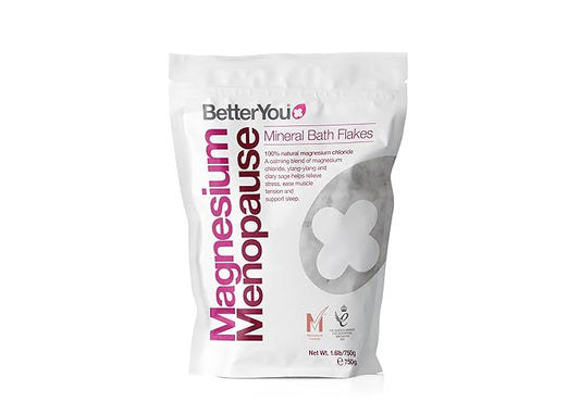 BetterYou Magnesium Menopause Bath Flakes - Magnesium Bath Soak and Menopause Support - Soothes Sore Muscles - Ylang Ylang and Clary Sage - 1.6 lb