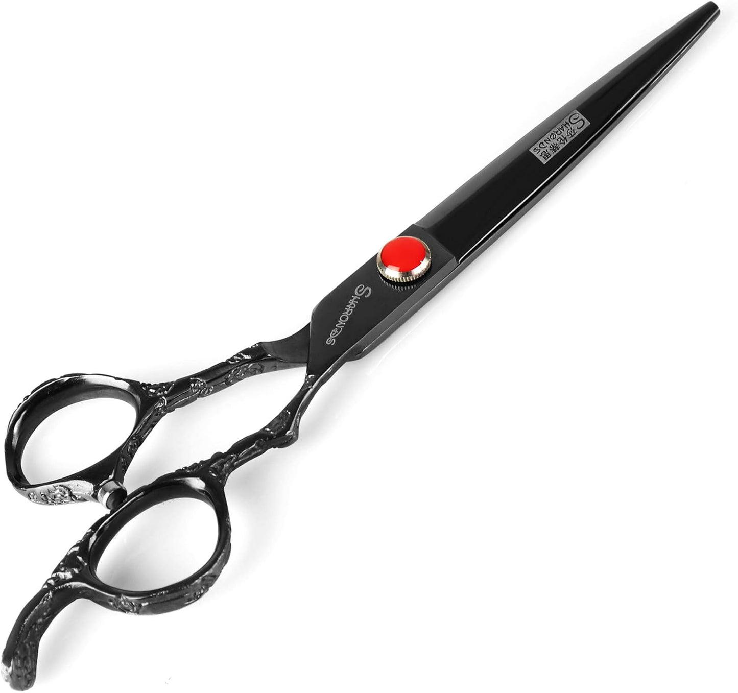 6/7/8-Inch Professional Hair Scissors Haircut Rose Pattern Hair Scissors Styling Tools Japanese Stainless Steel Scissor Set (7-inch cutting scissors-B)