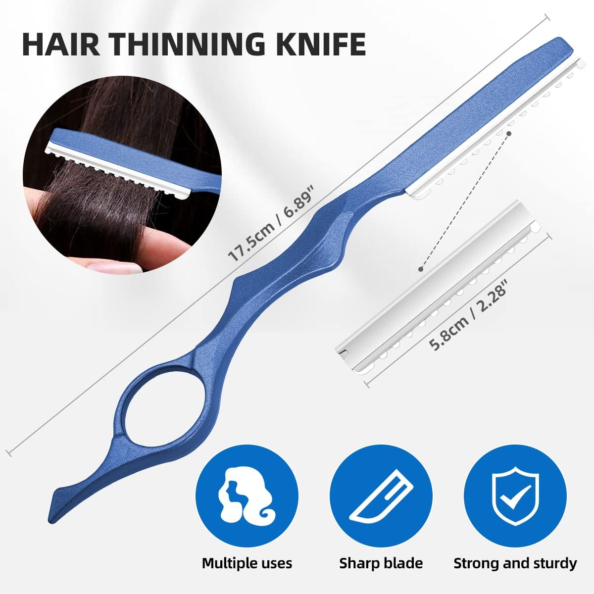 Professional Hair Cutting Scissors Sets Stainless Steel Barber Hairdressing Scissors Multifunctional Salon Thinning Scissors Straight Shears Tools for Men Women Home Use (Blue)