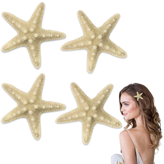 4 Pcs Starfish Hair Clip Mermaid Costume Accessories for Women and Girls Resin Sea Star Hairpins Seashell Clips Accessories for Mermaid Halloween Beach Costume