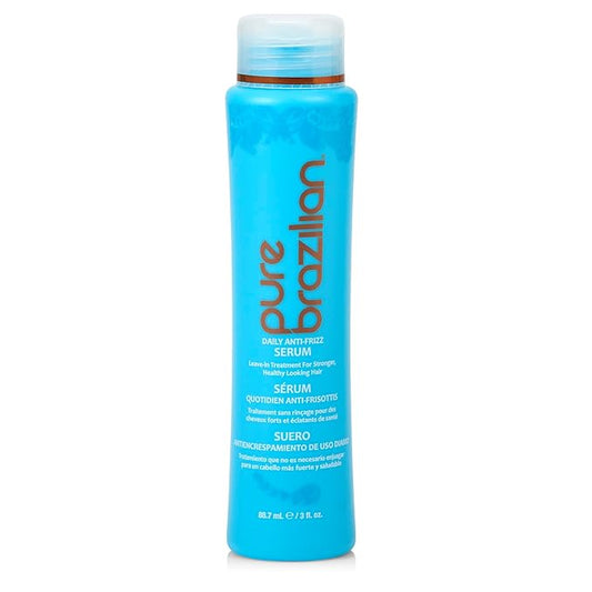 Pure Brazilian Daily Anti-Frizz Serum, 3 Fl Oz - Smoothing and Shine Enhancer for All Hair Types