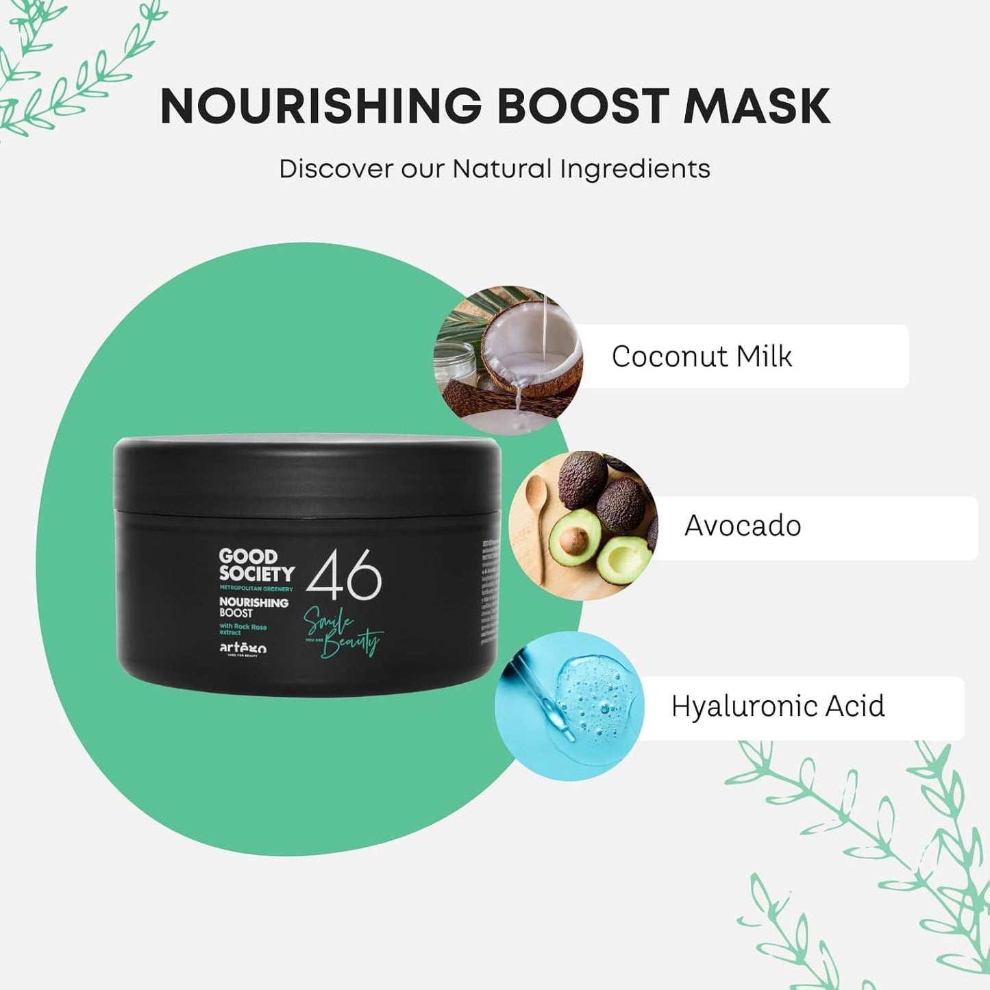 Artègo Good Society Nourishing Boost Hair Mask – Deep Conditioning & Repair Mask for Dry, Brittle Hair (8.5 oz)