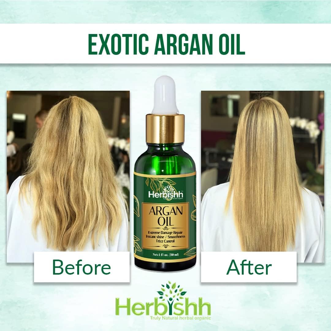 Herbishh Argan Oil Deep Condition Treatment for Hair Frizz Control & Damage Repair 30ml