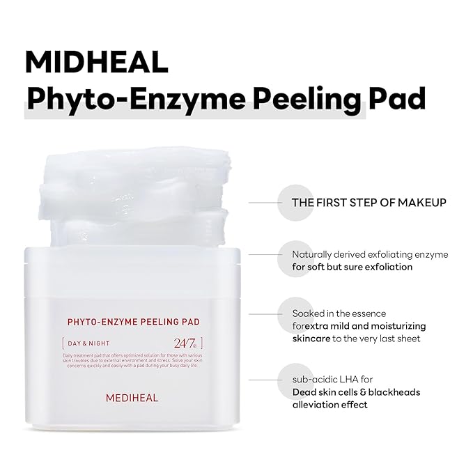 Mediheal Retinol Collagen Under Eye Patches & Phyto Enzyme Peeling Pad for Daily Gentle Exfoliation