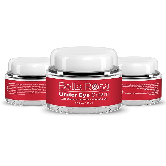 Bella Rosa Anti-Aging Under Eye Cream for Dark Circles, Puffiness, and Wrinkles - Hydrating Formula with Collagen and Retinol - Suitable for All Skin Types - Paraben-Free