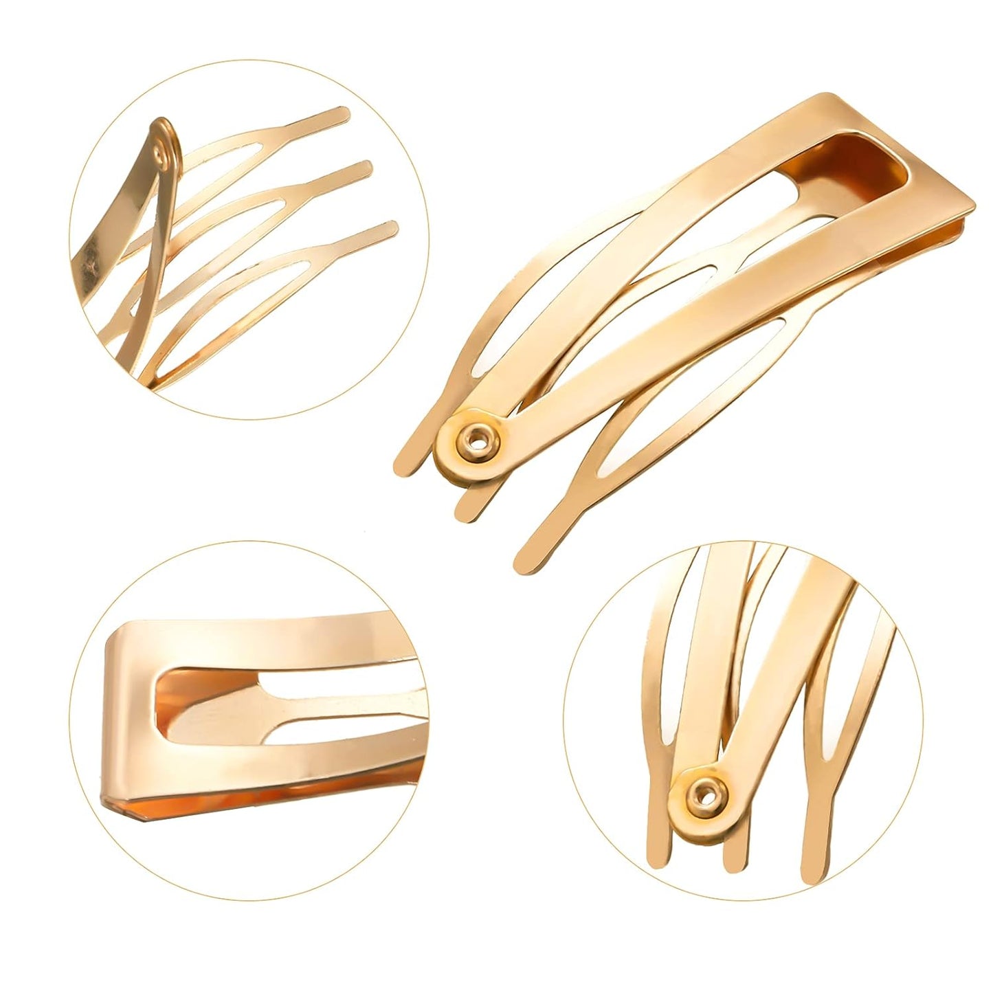 Chinco 24 Pcs Double Grip Hair Clips Metal Snap Clips Women Barrettes for Hair Making, Salon Supplies(Kc Gold,2 Inch)