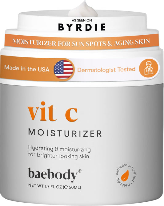 Baebody Made in USA Vitamin C Face Moisturizer - Brightening Vitamin C Cream Moisturizer with Jojoba Oil - Anti Aging and Hydrating (1.7 fl oz/50 ml)