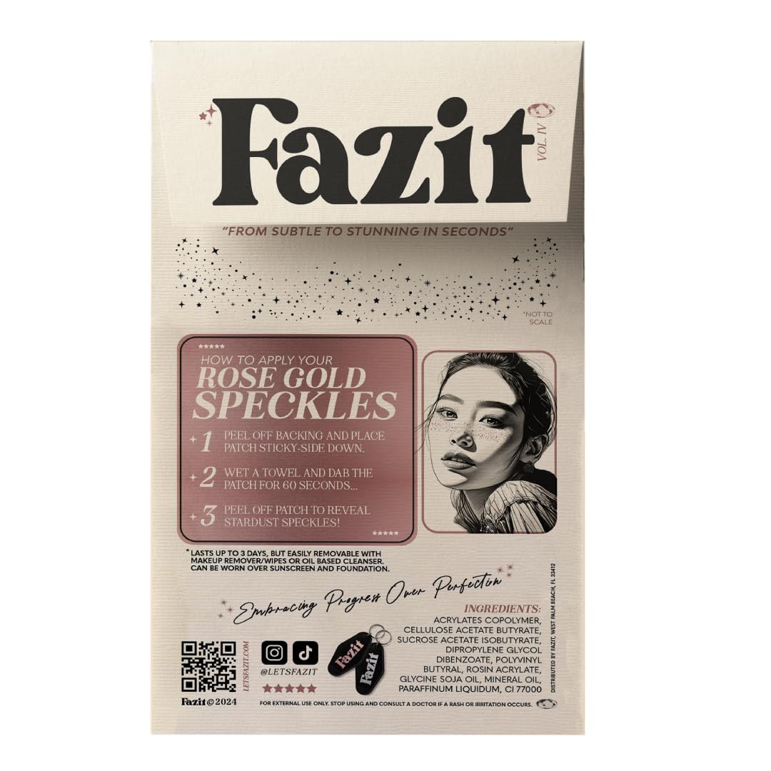 Fazit Makeup Patches - Rose Gold - Face Glitter Makeup Speckles - Glow Up Makeup Patches - Face Glitter Speckles Patches - Cute Glitter Makeup Accessories for Women - Cosmetic Glitter for Face