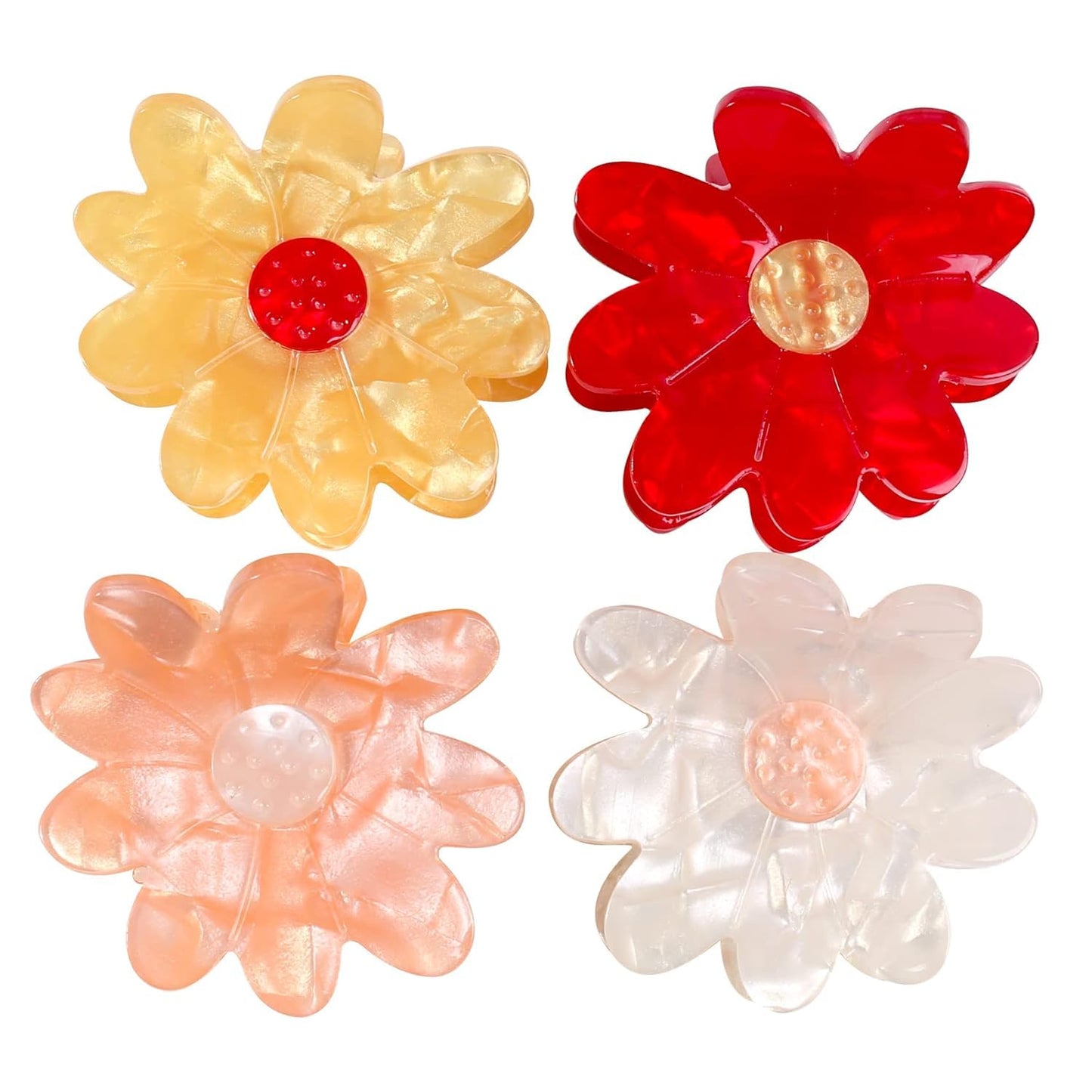 Jayongnee 3 PCS flower Hair Claw Clips for Women - Non-Slip Hair Clamps for Thin or Thick Hair - Cute flower Hair Accessories for Women Girls - Elegant Hair Styling Accessories (Multicolor, Medium)