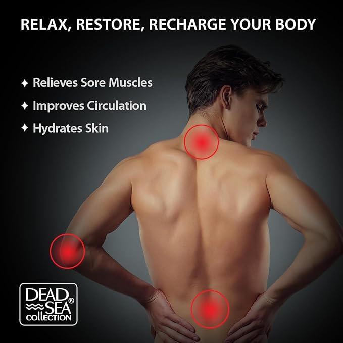 Dead Sea Collection Bath Salts for Men with Amberwood Oil - Muscle Recovery Bath Soak – Mens Pure Dead Sea Salt for Soothing and Relaxing - 37 Oz