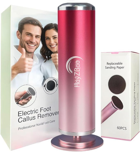 High Torque Electric Foot File - Callus Remover for Feet,Adjustable Speed Foot File with 60 Pcs Sandpaper Discs,Professional Pedicure Tool for Dead Skin and Calluses (Gradient Pink)