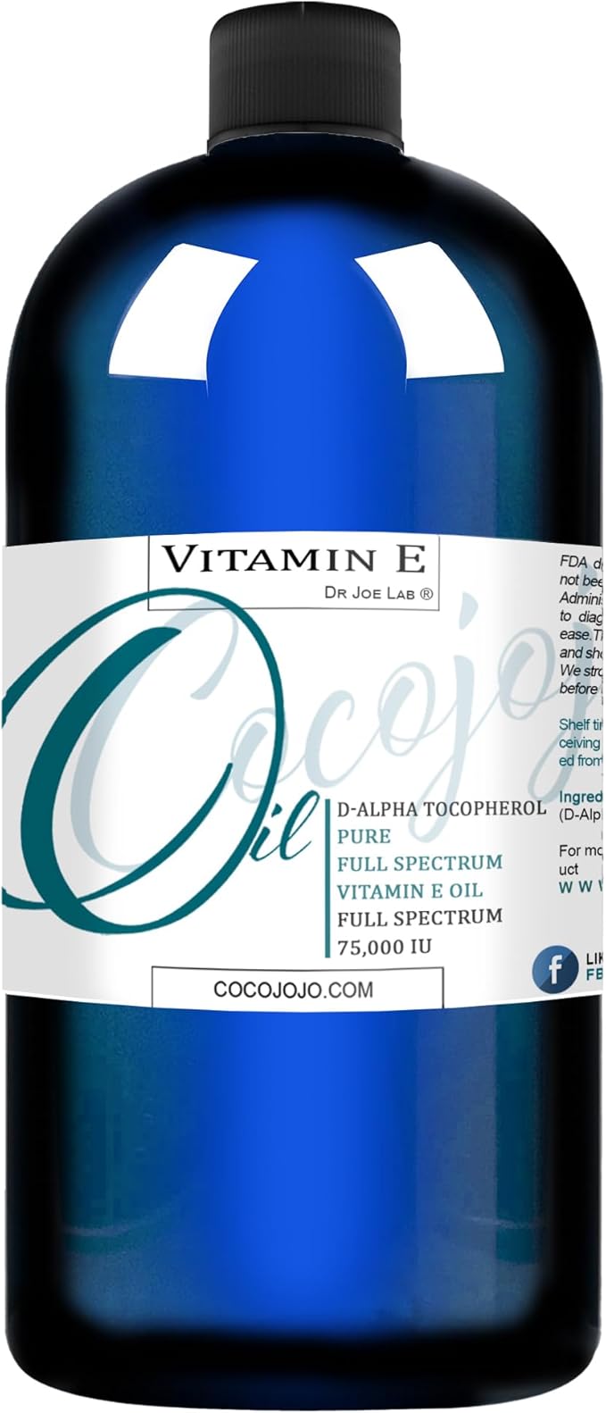 Vitamin E Oil - Pure & Undiluted, Full Spectrum, Alpha Tocopherol, 75,000 IU - 32 oz - for Skin, Hair, Nails, Body Care Hydrating Rejuvenating Skin Moisturizer Oil