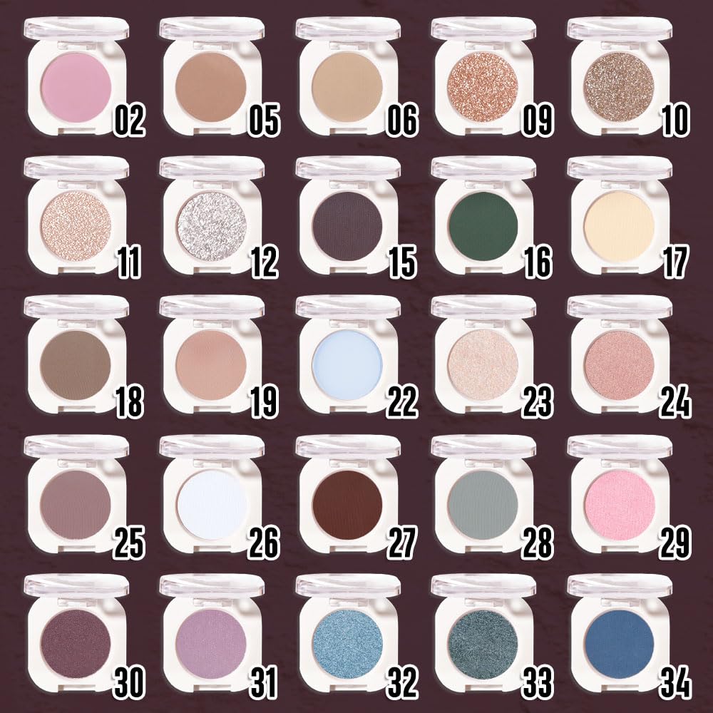 Plum Matte Single Eyeshadow, Lightweight Blendable Mini Eye Shadow for Older Women, Monochrome Eyeshadow Palette Makeup Pigmented Waterproof, Vegan & Cruelty-Free, 30