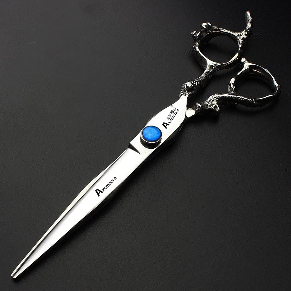 7/7.5/8/9 inch scissors silver professional hairdresser hair cut and trim diluted sharp 440C steel (7 inch flat shear)