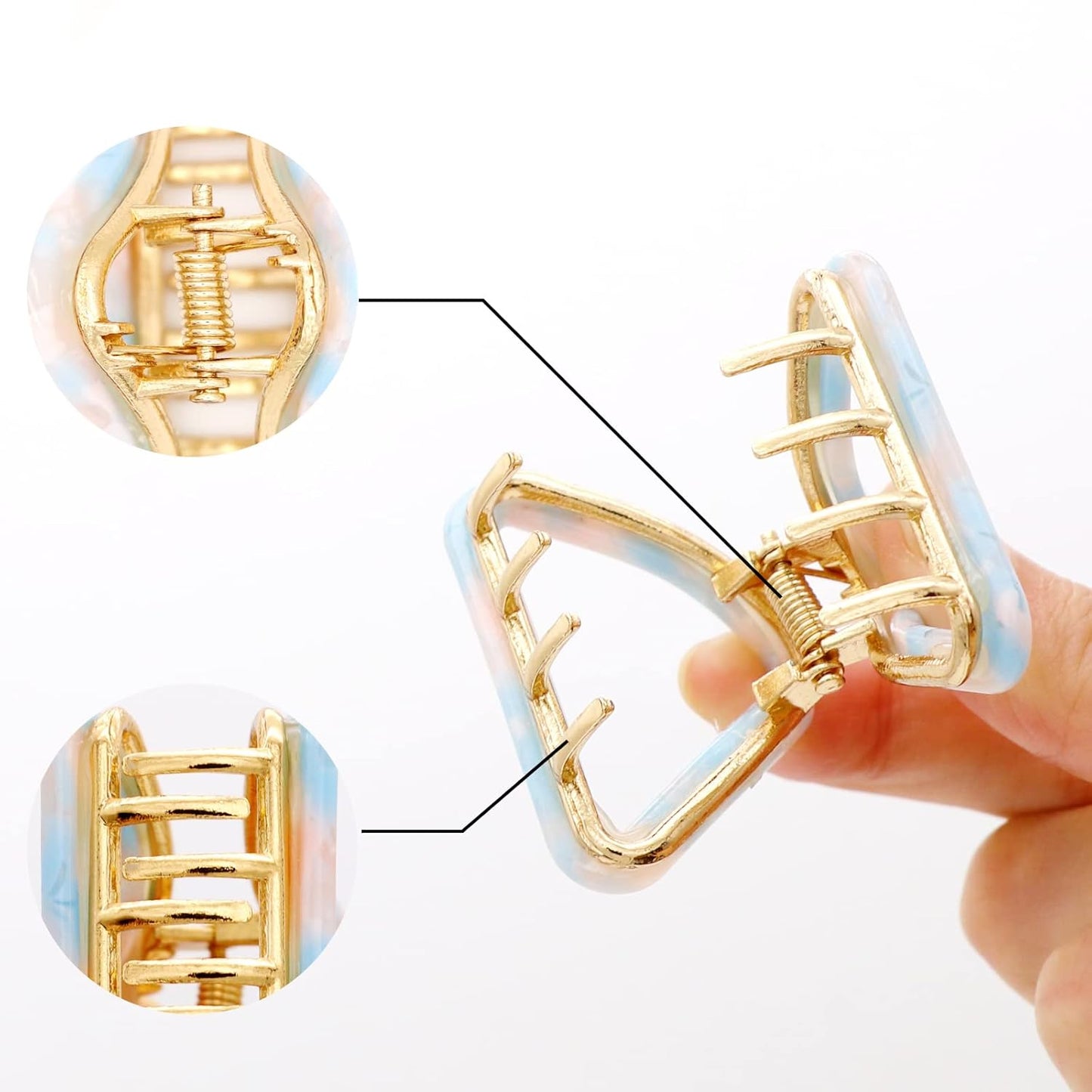 Cobahom 3 Pcs Mini Hair Clips for Women Acetate Hair Jaw Clips 3 Colors Set Fashion Hollow Triangle Hair Clips for Women Girls (Beige+ Pink+ Blue) 1.7 Inch