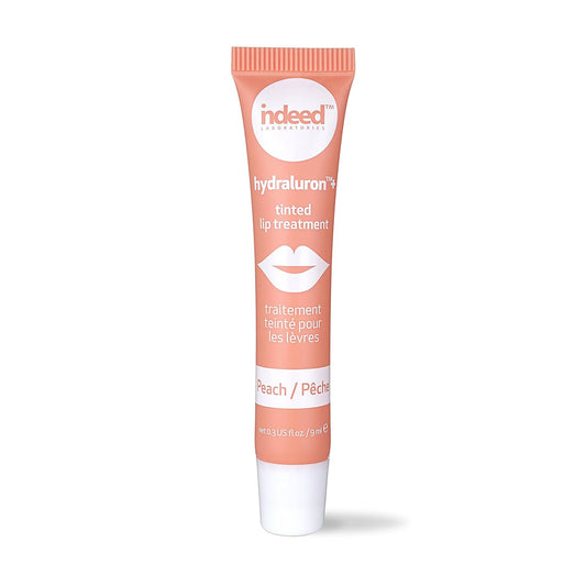 INDEED LABS Hydraluron + Tinted Lip Treatment, Hydrating Anti-Aging Lip Balm Treatment for Smooth Lips with Natural, Subtle Color, 9ml (Peach)