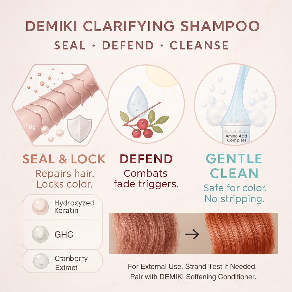 DEMIKI Shampoo for Women,Japanese Shampoo for Oily Hair, Keratin Care,Organic Rose Scent, Pink, Moisturizing, Volumizing Hair Care, Anti Dandruff, Sulfate Free & Paraben Free, 450ml,16oz*2