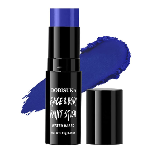 BOBISUKA Blue Face & Body Paint Stick Water-Based Washable Face Paint Makeup Stick for Halloween Avatar Smurf Mystique Skeleton Skull Clown, Cosplay, SFX, Sports Eye Black & Costume Party