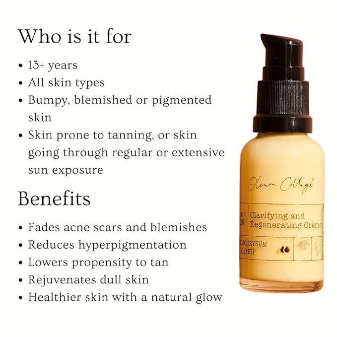 Clarifying and Regenerating Creme, 30 ml, Made with Cold Pressed Oils and Pure Essential Oils, 100% Natural