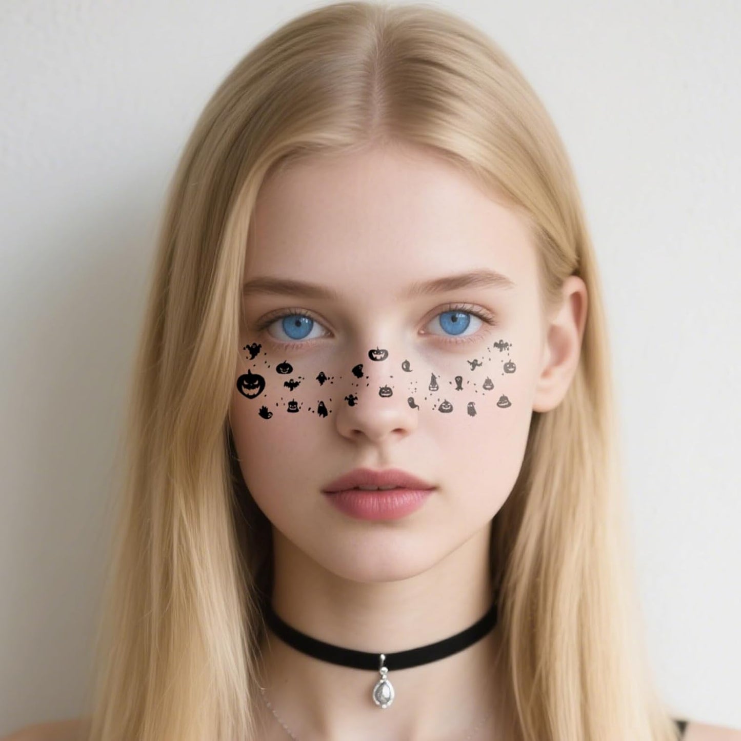 Halloween Freckles Face Tattoo, Cut Ghost &Pumpkin Patterns Temporary Tattoos Stickers, Temporary Makeup Freckles Tattoos, Freckles Face Tattoo for Adults, Kids, Halloween, 8Pcs