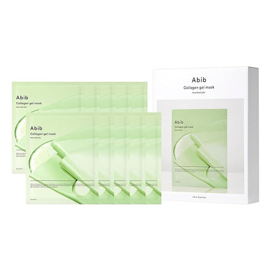 Abib Collagen Gel Mask Heartleaf Jelly 10 Sheets (Soothing) I Korean Vegan Collagen, Cooling Calming Hyaluronic Acid Hydrogel Face Mask Skin Care