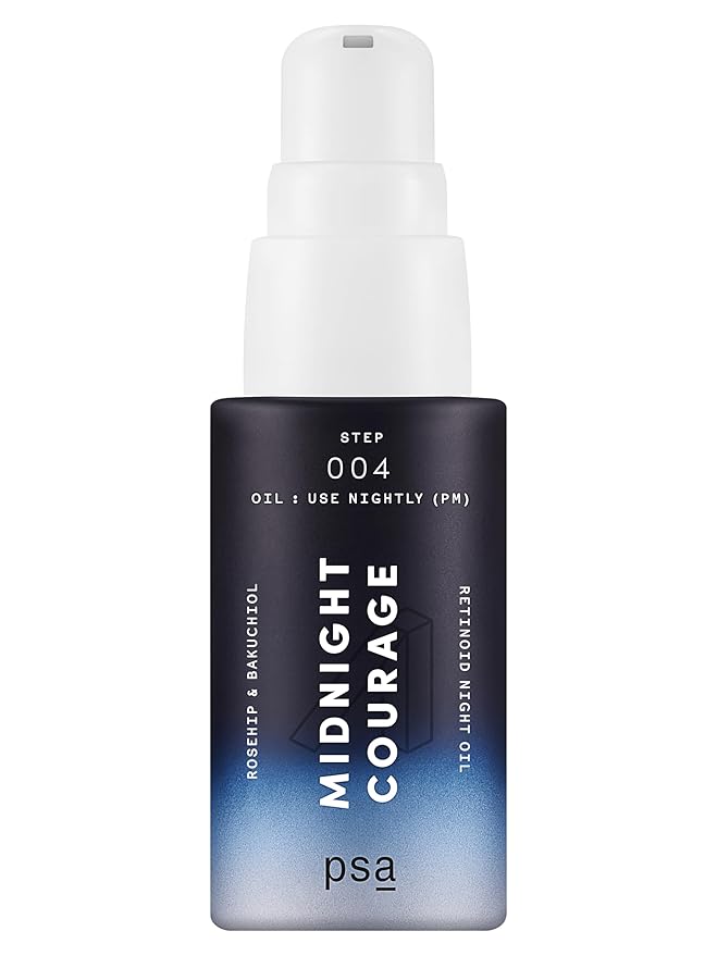 PSA - MIDNIGHT COURAGE Rosehip & Bakuchiol Retinoid Night Oil | Baobab, Pomegranate, & Sunflower Oils | Suitable for All Skin Types (15 mL | 0.5 oz)