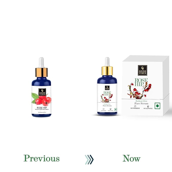 Good Vibes Rosehip Face Serum with Vitamin E | Hydrating Serum for Reducing Dark Circle & Spots | Ideal for Dry & Dehydrated Skin | 1.01 Fl Oz/30ml