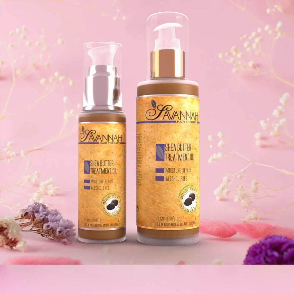 Savannah Hair Therapy Hair Oil with Shea Butter & Keratin- Restore, Revive, Nourish for Dry, Damaged & Color Treated Hair, 3.38 Fl Oz/100 ml