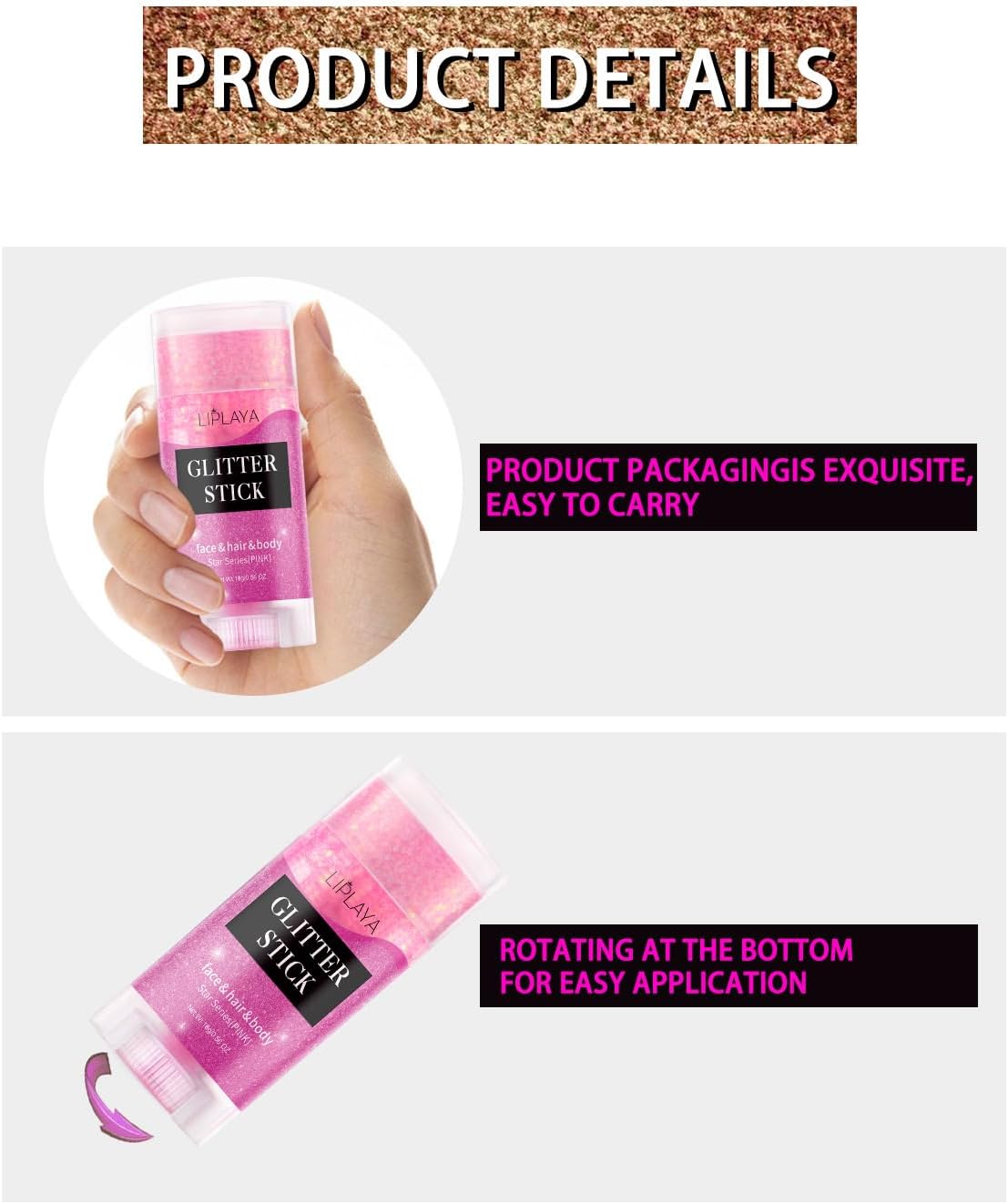 Purple Body Glitter Stick,Holographic Sequins Paint Sparkling Face Glitter for Women Face/Body/Hair/Eyes/Lip Glitter Makeup.