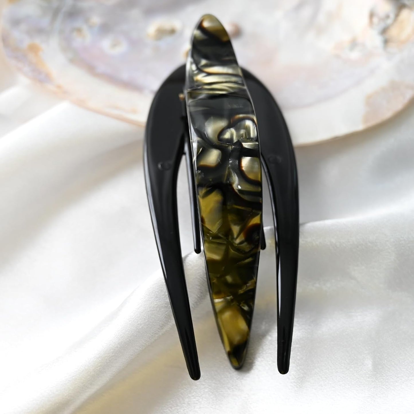 Handmade Celluloid French Design Tortoise Shell Barrettes Side-slide Opening Duck Luxury Fashion Accessories Hair Clip Claw for Women (tortoise grey)