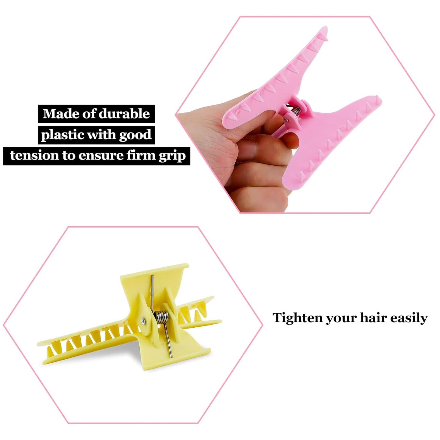 Hair Clips for Styling Sectioning 12 Pack Pink Yellow Blue Butterfly Clamps Hair Claw Clips Pro Salon Hair Clips for Styling, Sectioning, Cutting and Coloring