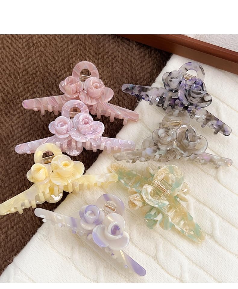 Premium Acetate Hair Clip for Women - Elegant Plant-Based Hair Claw with Secure Hold, Gentle on Hair (A-Iridescent Gray, 5.1 * 2.3 * 2.1inch)