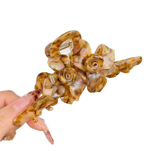 Premium Acetate Hair Clip for Women - Elegant Plant-Based Hair Claw with Secure Hold, Gentle on Hair (B-Iridescent Brown, 5.1 * 2.3 * 2.1inch)