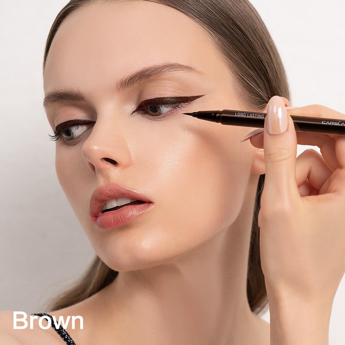 CARSLAN Liquid Eyeliner, Brown Eyeliner Liquid Liner, 12H Longlasting Eyeliners, Waterproof & Smudgeproof High Pigmented Eyeliners for Eye Makeup, Brown