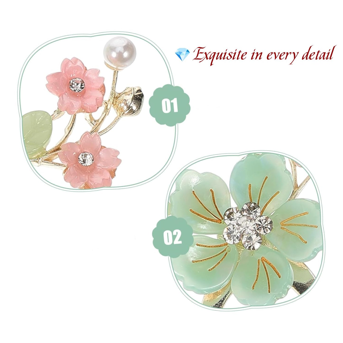 Ancient Style Elegant Flower Tassel Hairpin, Vintage Floral Hair Pin, Mint Green and Pink Flowers with Pearl Tassel, Chinese Style Hairpin Hair Accessories