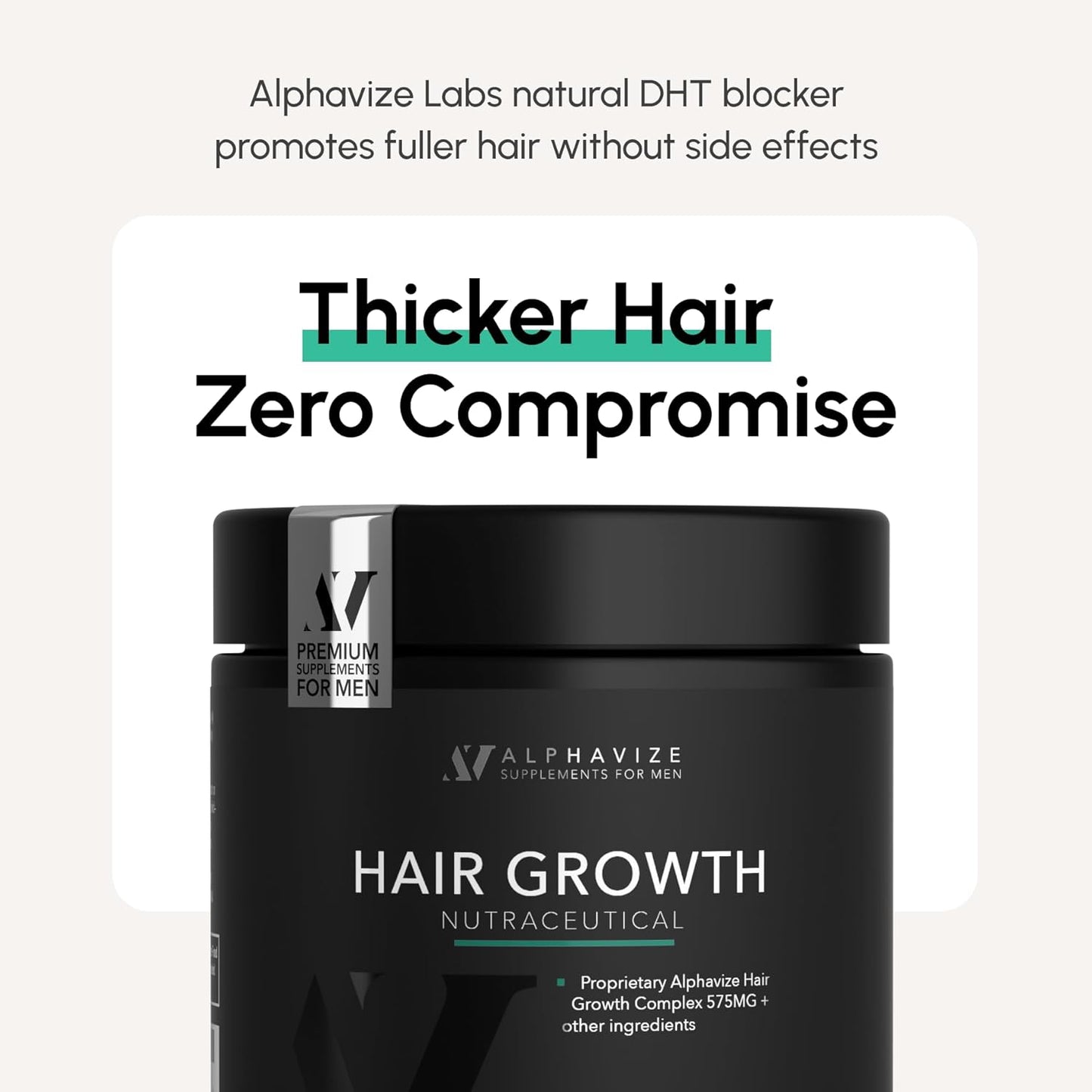 DHT Blocker Hair Growth Peptide Supplement for Men - 28 Ingredient Dermatologist Recommended Formula with Saw Palmetto, Supports Thicker Hair, Stops Hair Loss, 120 Capsules